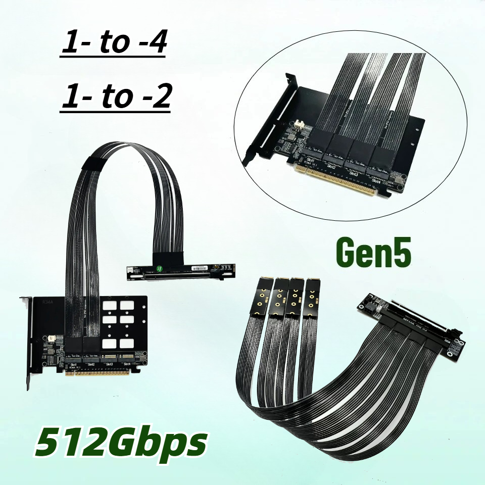 Pcie 5.0 Gpu Riser Cable - PCIe 5.0 X16 4*M.2 NVMe から